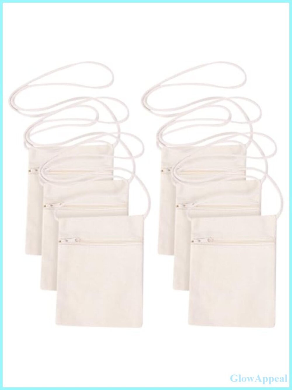 6 Pack Blank Canvas Crossbody Bags with Zipper DIY Craft Purses
